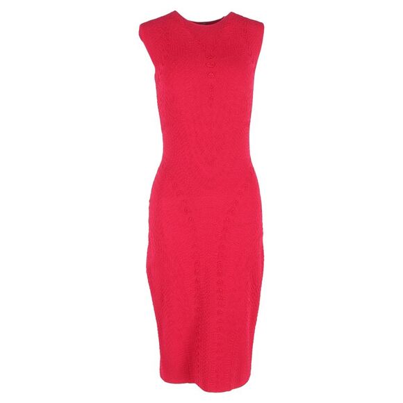 Alexander McQueen Textured Knit Fitted Midi Dress in Red Viscose -  titalatam.com